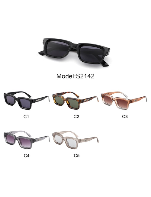 Qeclington - Retro Narrow Square Rectangular Sunglasses