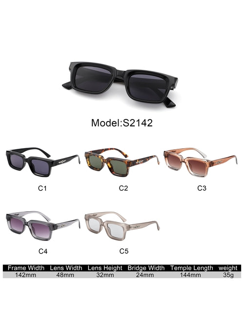 Qeclington - Retro Narrow Square Rectangular Sunglasses