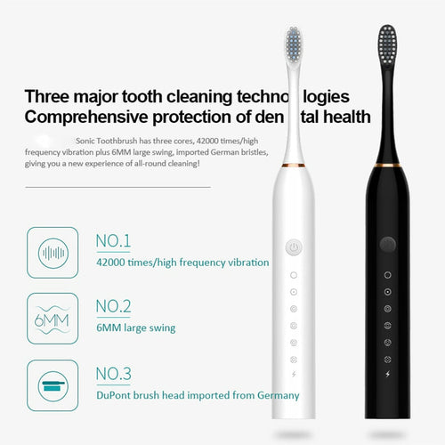 Newest Ultrasonic Electric Toothbrush Rechargeable USB with Base