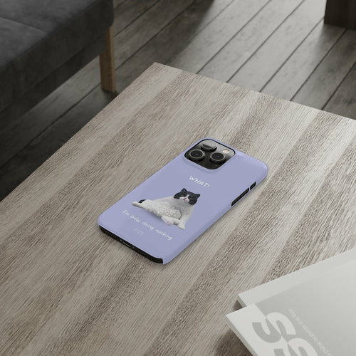 Juokinga katės tematika, plonas purpurinis dėklas, skirtas „iPhone 14“ serijai