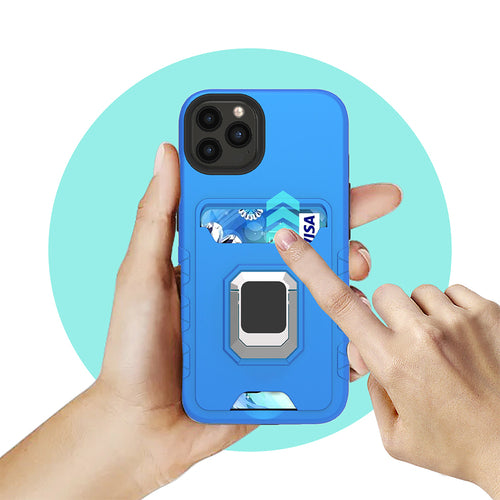 Kvadratinis žiedo formos dėklas su kortelės lizdu hibridinis dėklas, skirtas „iPhone 13 Pro Max“