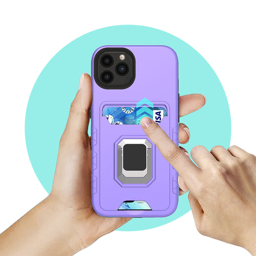 Kvadratinis žiedo formos dėklas su kortelės lizdu hibridinis dėklas, skirtas „iPhone 13 Pro Max“