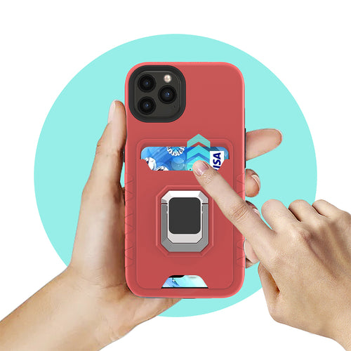 Kvadratinis žiedo formos dėklas su kortelės lizdu hibridinis dėklas, skirtas „iPhone 13 Pro Max“