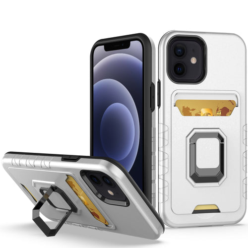 Kvadratinis žiedo formos dėklas su kortelės lizdu hibridinis dėklas, skirtas „iPhone 13 Pro Max“