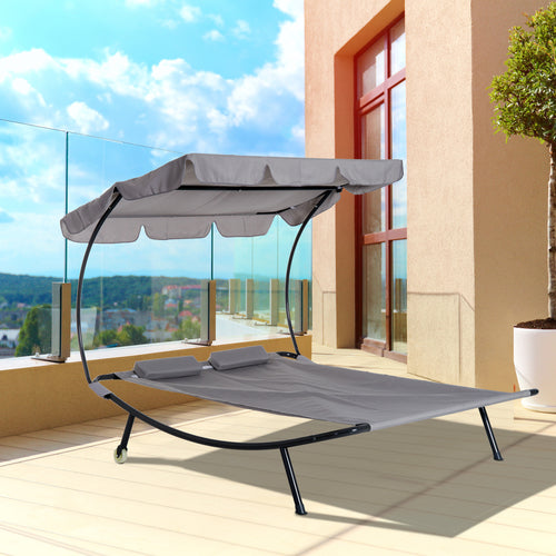 „Outsunny Double Chaise“ lauko gultas-hamakas su stogeliu ir