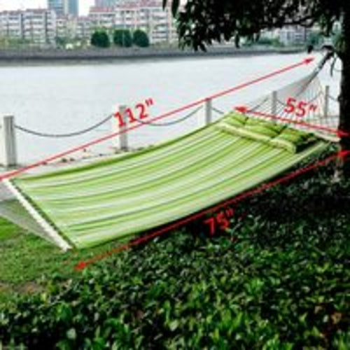Outsunny 75" dryžuotas lauko kempingo hamakas su gultu sodui