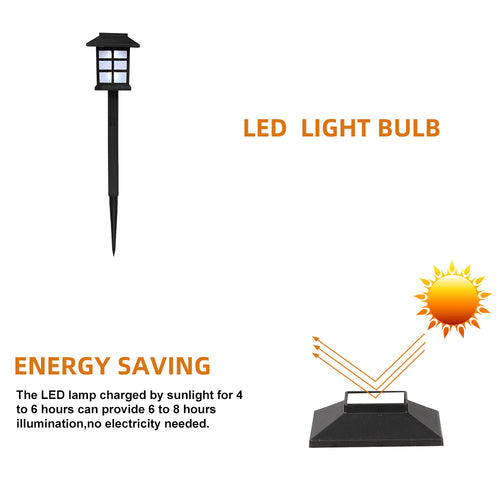 6pcs White LED Solar Lantern Light Garden Landscape Lighting