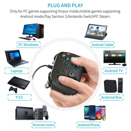 Laidinis žaidimų valdiklis vairasvirtė Gamepad su dviguba vibracija