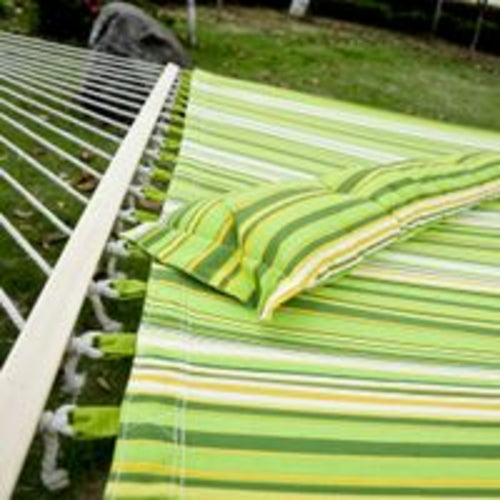 Outsunny 75" dryžuotas lauko kempingo hamakas su gultu sodui