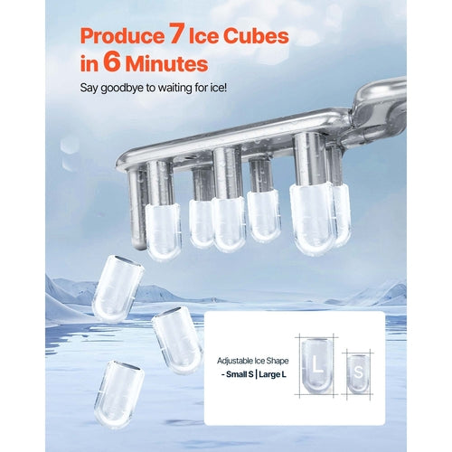 Countertop Ice Maker, 7 Cubes Ready in 6 Mins, 26 lbs per Day,
