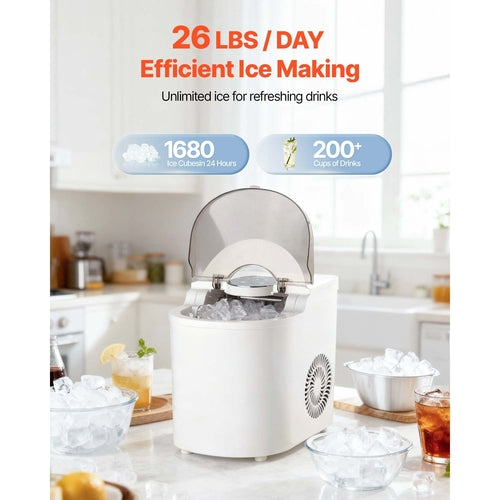 Countertop Ice Maker, 7 Cubes Ready in 6 Mins, 26 lbs per Day,