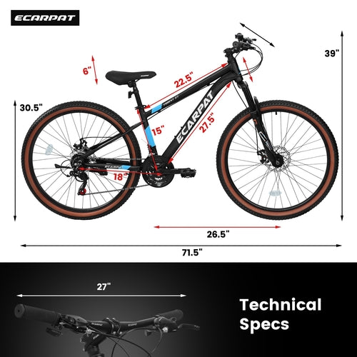 Carpat™ MTB Velocity 27 – 27.5 col. aliumininis kalnų dviratis (21 pavaros,