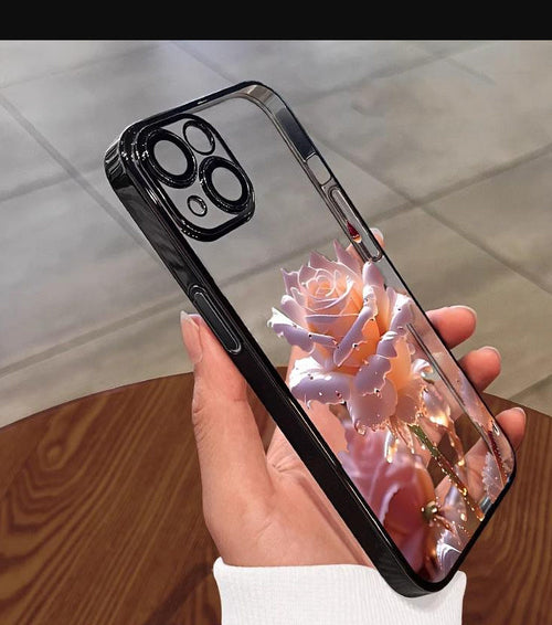 Red Rose and Crystal Rose Silver Phone Cases for Apple Devices