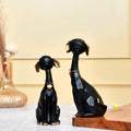 Black Golden Set of 2 Cute Dog Statues Animal Figurines Decorative