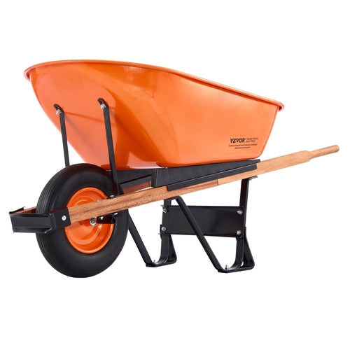Wheelbarrow Cart, 6 Cu. Ft. Load & 330 lbs Capacity, One Wheel Garden
