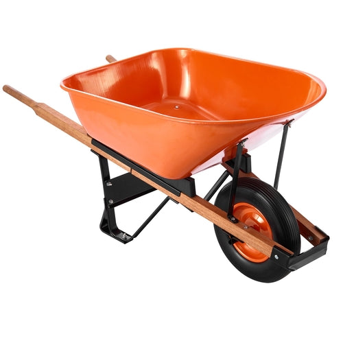 Wheelbarrow Cart, 6 Cu. Ft. Load & 330 lbs Capacity, One Wheel Garden
