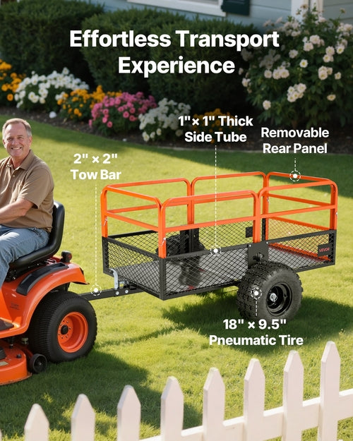 Garden Utility Trailer, 28 Cu. Ft. & 800kg, ATV UTV Trailer, Tow
