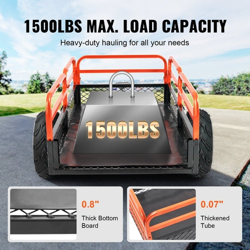 Heavy Duty Steel ATV Dump Trailer, 680 kg Load Capacity 0.43 Cubic