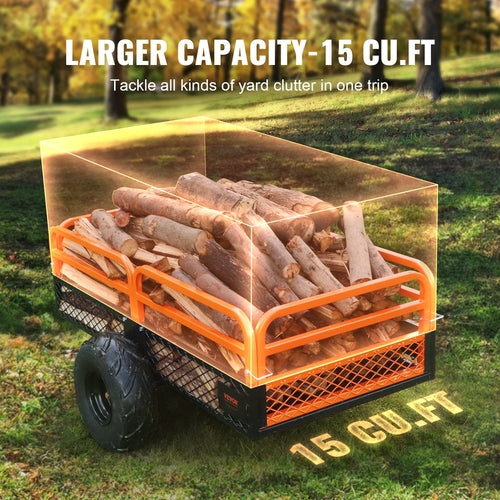 Heavy Duty Steel ATV Dump Trailer, 680 kg Load Capacity 0.43 Cubic