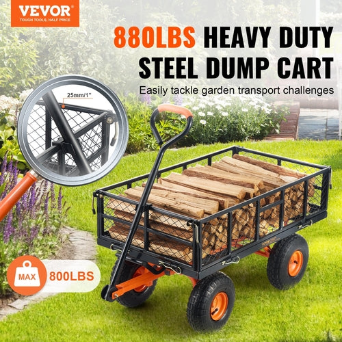 Garden Dump Cart Heavy-duty Metal Yard Carts and Wagons 880 lbs/399.2