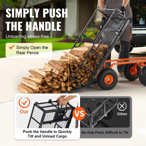 Garden Dump Cart Heavy-duty Metal Yard Carts and Wagons 880 lbs/399.2