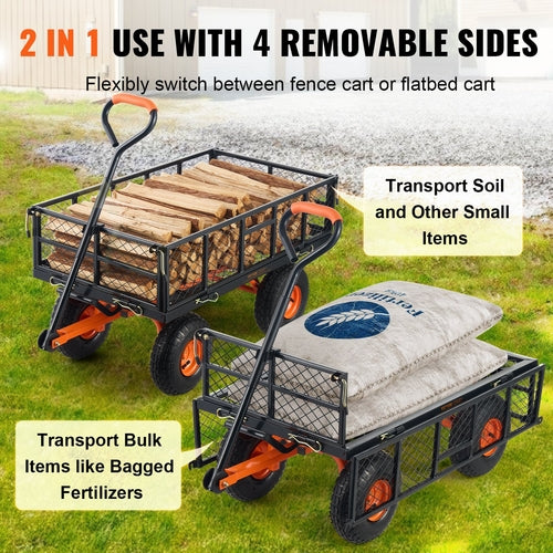 Garden Dump Cart Heavy-duty Metal Yard Carts and Wagons 880 lbs/399.2