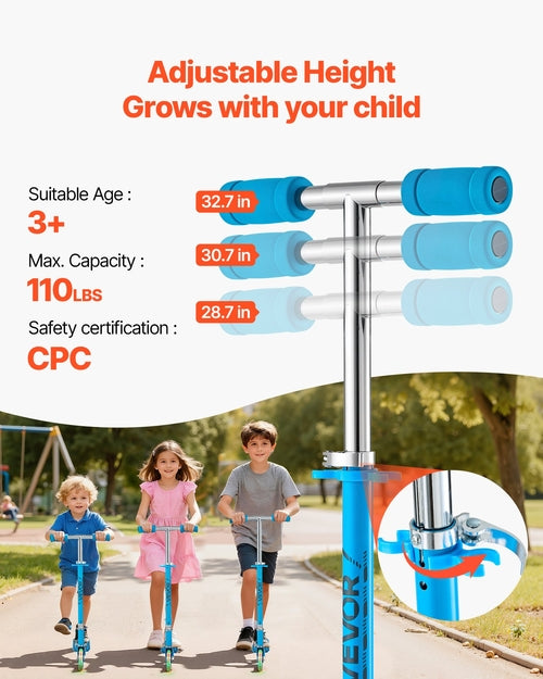 Kick Scooter for Kids Ages 3+, 2-Wheel Toddler Scooter with Light-Up