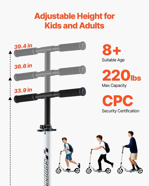 Kick Scooter for Kids Ages 8+, Teens & Adults, 2-Wheel Toddler Scooter