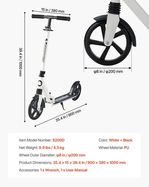 Kick Scooter for Kids Ages 8+, Teens & Adults, 2-Wheel Toddler Scooter