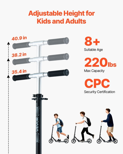 Kick Scooter for Kids Ages 8+, Teens & Adults, 2-Wheel Toddler Scooter