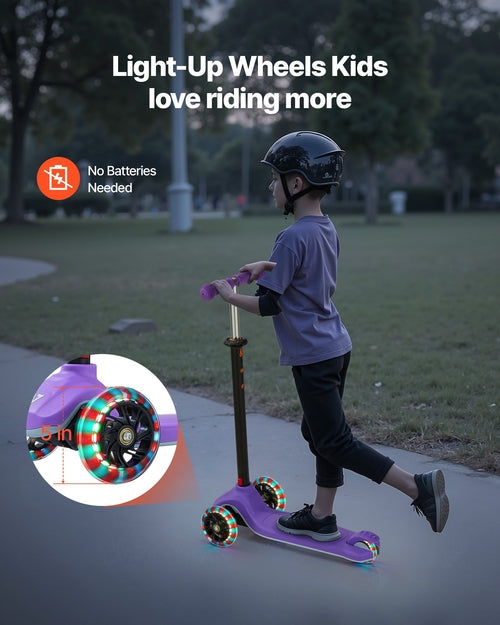 Kick Scooter for Kids Ages 3+, 3-Wheel Toddler Scooter with Light-Up