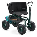 Garden Seat with Wheels, Rolling Garden Stool with Height Adjustable &