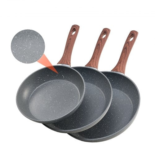 Frying Pan Skillet, Aluminum Egg Fry Pans, 3 Piece Set (250, 280, 325