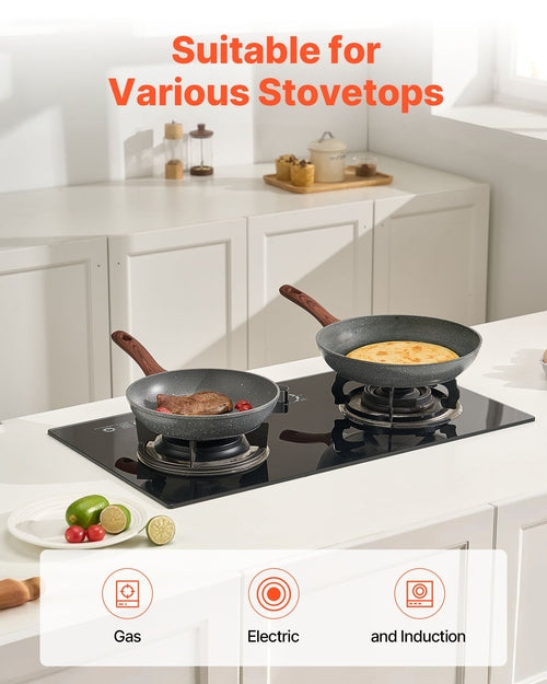 Frying Pan Skillet, Aluminum Egg Fry Pans, 3 Piece Set (250, 280, 325
