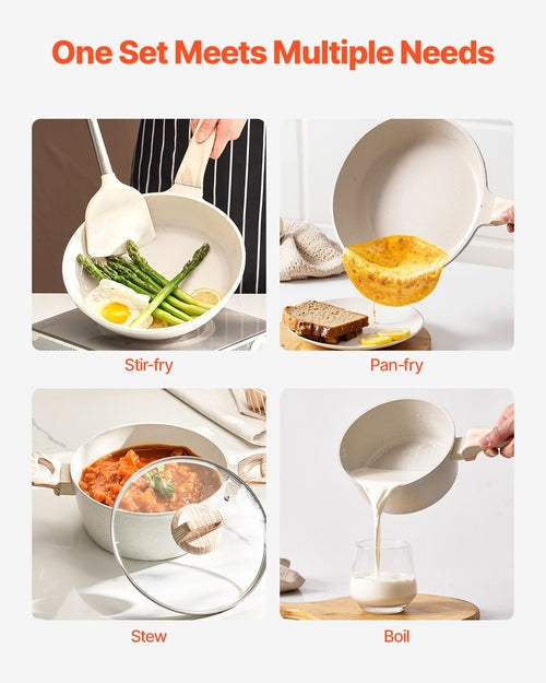 19 Piece Pots and Pans Set Nonstick, Granite Cookware Set, Induction