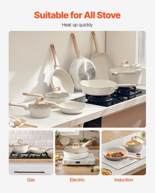 19 Piece Pots and Pans Set Nonstick, Granite Cookware Set, Induction