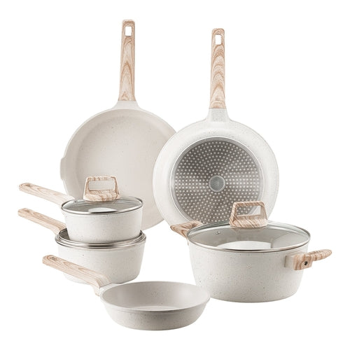 17 Piece Pots and Pans Set, Granite Nonstick Cookware Set, Induction