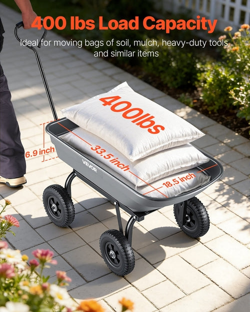 Garden Dump Cart, 181 kg Poly Dump Cart, Garden Carts Dumps Wagon with