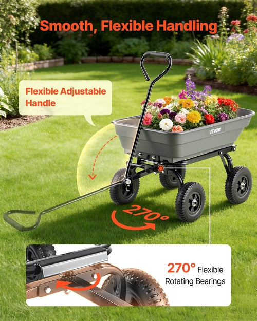 Garden Dump Cart, 181 kg Poly Dump Cart, Garden Carts Dumps Wagon with