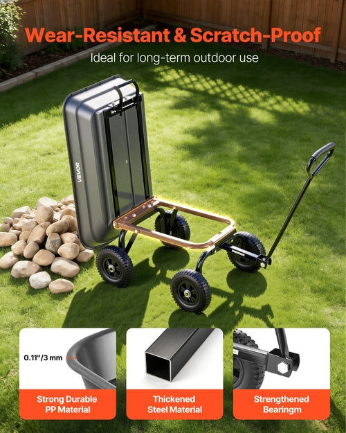 Garden Dump Cart, 181 kg Poly Dump Cart, Garden Carts Dumps Wagon with