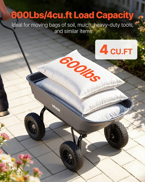 Garden Dump Cart, 272 kg Poly Dump Cart, Garden Carts Dumps Wagon with