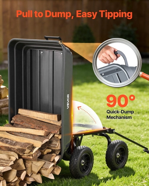 Garden Dump Cart, 272 kg Poly Dump Cart, Garden Carts Dumps Wagon with