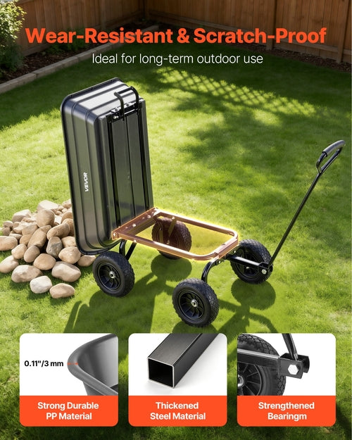 Garden Dump Cart, 272 kg Poly Dump Cart, Garden Carts Dumps Wagon with