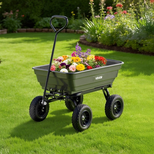 Garden Dump Cart, 272 kg Poly Dump Cart, Garden Carts Dumps Wagon with