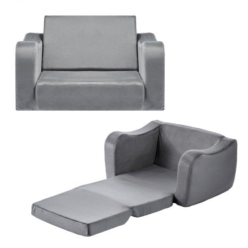 2-in-1 vaikiška sofa, sulankstoma minkšta kūdikių sofa su porankiais, pagaminta iš