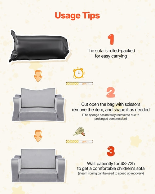 2-in-1 vaikiška sofa, sulankstoma minkšta kūdikių sofa su porankiais, pagaminta iš