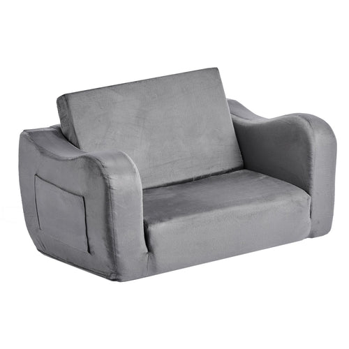 2-in-1 vaikiška sofa, sulankstoma minkšta kūdikių sofa su porankiais, pagaminta iš