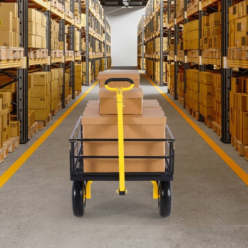 1200 Lbs Steel Garden Cart, Heavy Duty Pullable Garden Wagon Yard