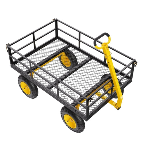1200 Lbs Steel Garden Cart, Heavy Duty Pullable Garden Wagon Yard