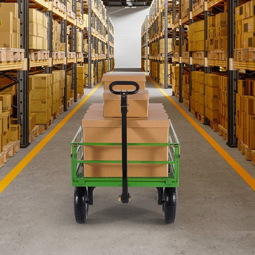 1200 Lbs Steel Garden Cart, Heavy Duty Pullable Garden Wagon Yard